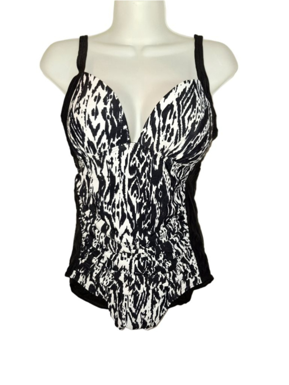Jaclyn Smith Collection Black & White Animal Print One Piece Swimsuit Size 10